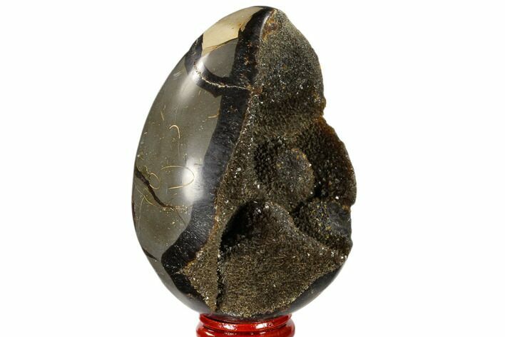 Septarian Dragon Egg Geode - Black Crystals #118706